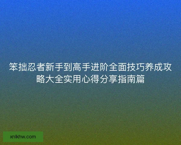 笨拙忍者新手到高手进阶全面技巧养成攻略大全实用心得分享指南篇 笨拙忍者新手到高手进阶全面技巧养成攻略大全实用心得分享指南篇